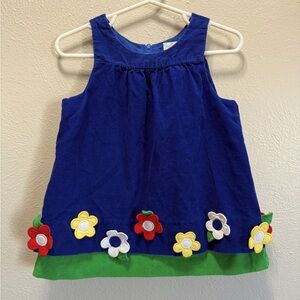 FLORENCE EISEMAN ROYAL BLUE CORDUROY APPLIQUED DRESS 24m Vintage Daisy Flower